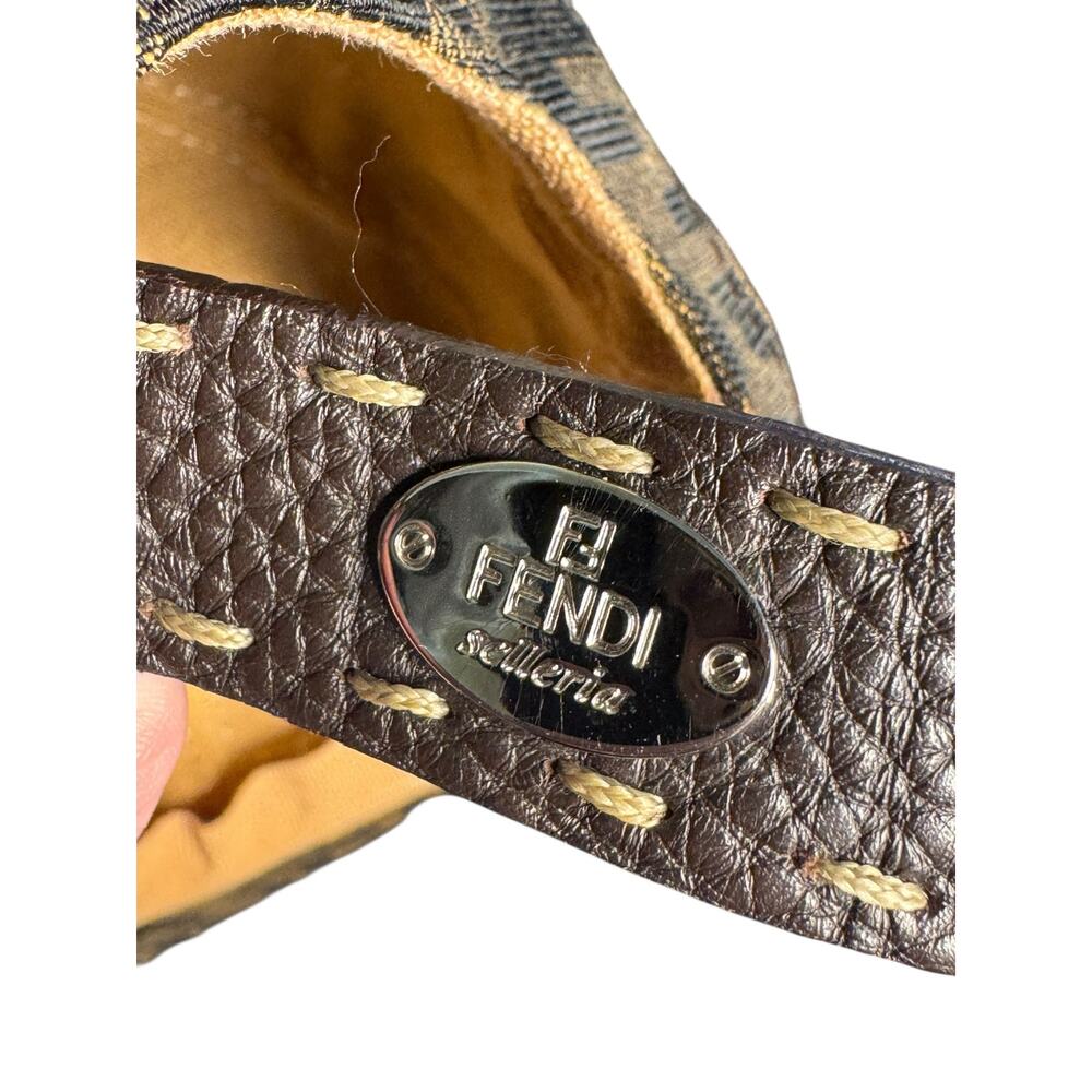 Fendi Selleria FF Canvas Baseball Cap w/Leather Accents Size XL - Picture 8 of 14
